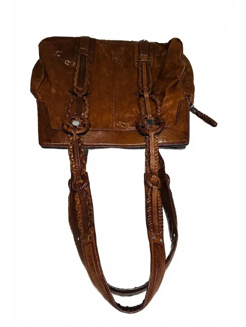 Junior Drake Shoulder Bag Brown Braided Leather